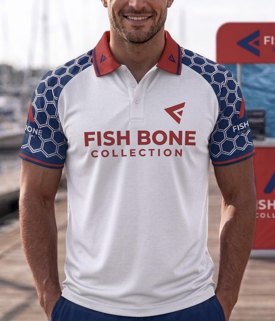 Fish Bone Collection Arctic White Tournament Performance Polo