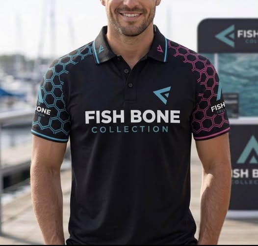 Fish Bone Collection Dual-Tone Performance Polo