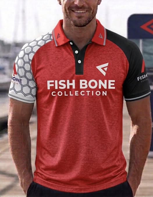 Fish Bone Collection Heathered Crimson Asymmetrical Performance Polo